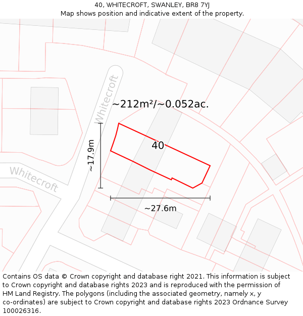 40, WHITECROFT, SWANLEY, BR8 7YJ: Plot and title map