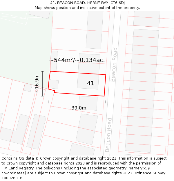 41, BEACON ROAD, HERNE BAY, CT6 6DJ: Plot and title map