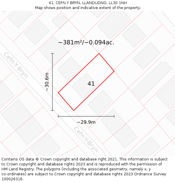 41, CEFN Y BRYN, LLANDUDNO, LL30 1NH: Plot and title map