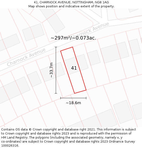 41, CHARNOCK AVENUE, NOTTINGHAM, NG8 1AG: Plot and title map