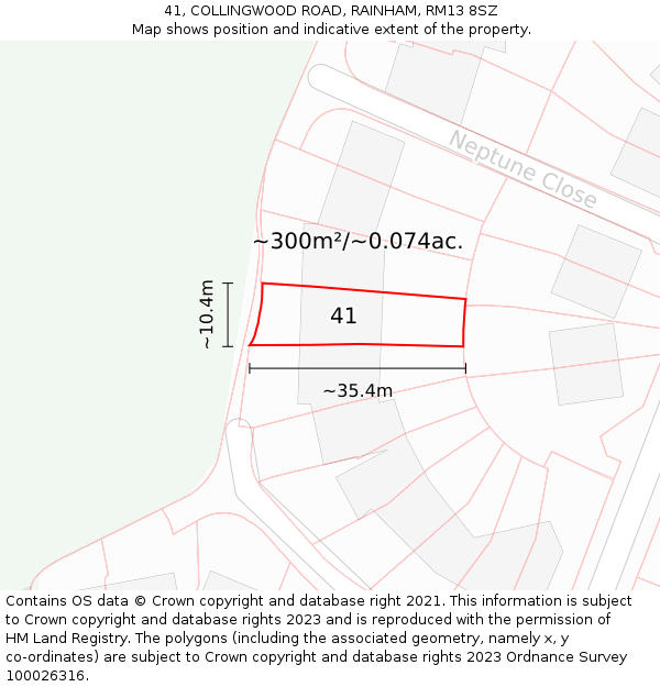 41, COLLINGWOOD ROAD, RAINHAM, RM13 8SZ: Plot and title map