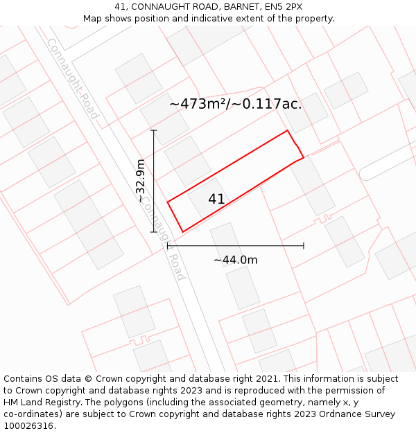 41, CONNAUGHT ROAD, BARNET, EN5 2PX: Plot and title map