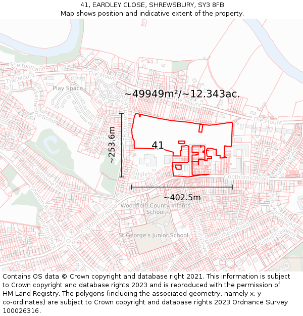 41, EARDLEY CLOSE, SHREWSBURY, SY3 8FB: Plot and title map