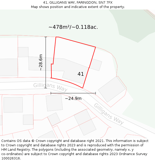 41, GILLIGANS WAY, FARINGDON, SN7 7FX: Plot and title map