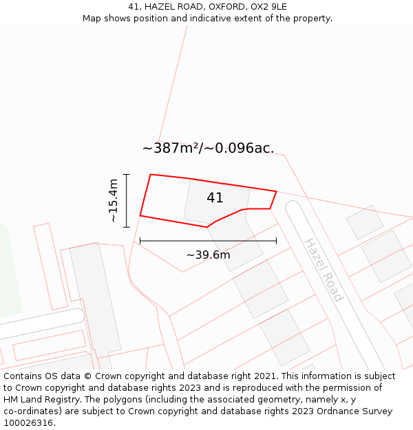 41, HAZEL ROAD, OXFORD, OX2 9LE: Plot and title map