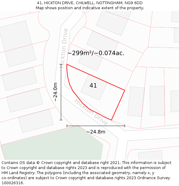 41, HICKTON DRIVE, CHILWELL, NOTTINGHAM, NG9 6DD: Plot and title map