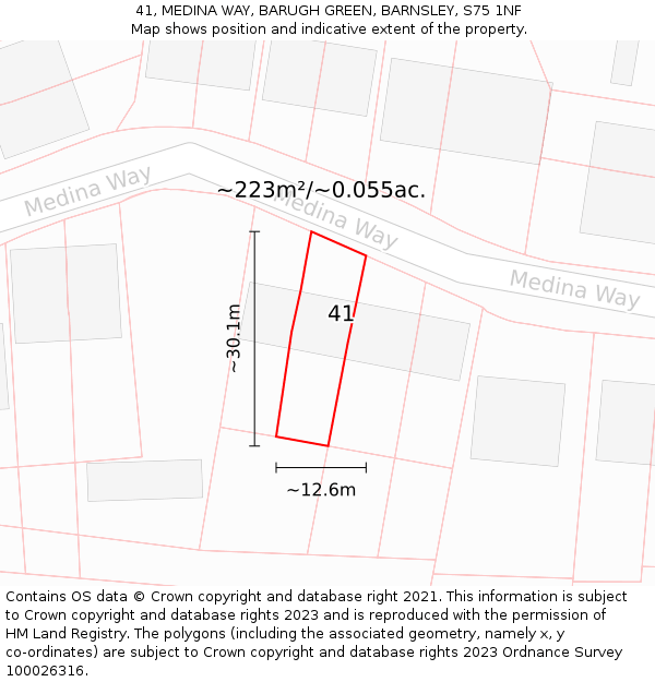 41, MEDINA WAY, BARUGH GREEN, BARNSLEY, S75 1NF: Plot and title map