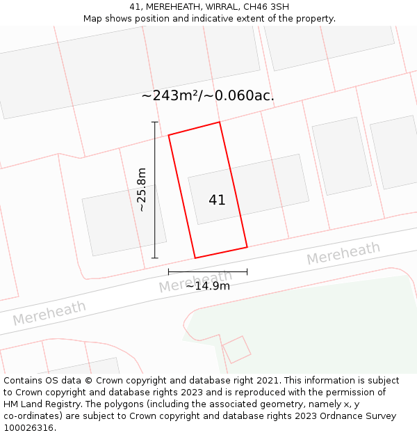 41, MEREHEATH, WIRRAL, CH46 3SH: Plot and title map