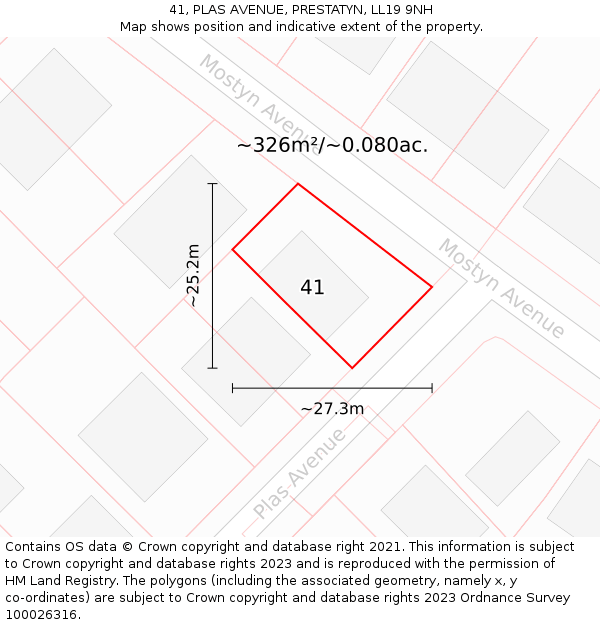 41, PLAS AVENUE, PRESTATYN, LL19 9NH: Plot and title map