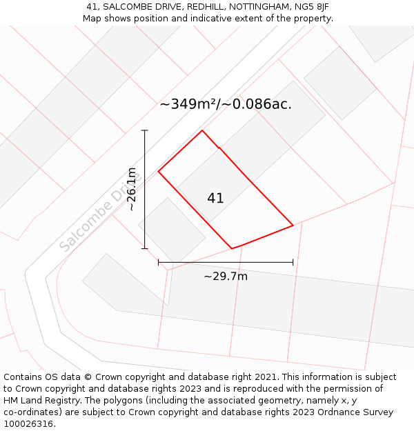 41, SALCOMBE DRIVE, REDHILL, NOTTINGHAM, NG5 8JF: Plot and title map