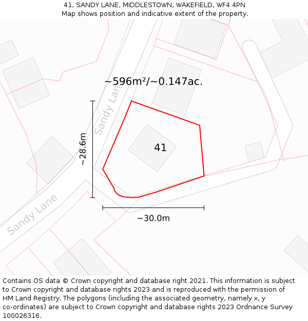 41, SANDY LANE, MIDDLESTOWN, WAKEFIELD, WF4 4PN: Plot and title map