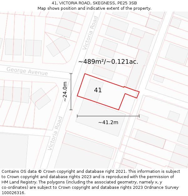 41, VICTORIA ROAD, SKEGNESS, PE25 3SB: Plot and title map