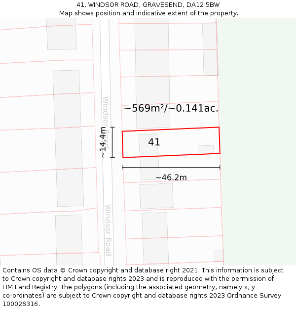 41, WINDSOR ROAD, GRAVESEND, DA12 5BW: Plot and title map