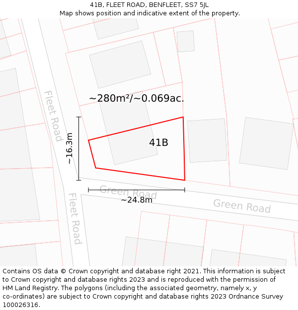 41B, FLEET ROAD, BENFLEET, SS7 5JL: Plot and title map