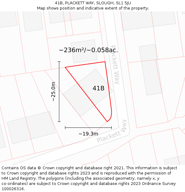 41B, PLACKETT WAY, SLOUGH, SL1 5JU: Plot and title map