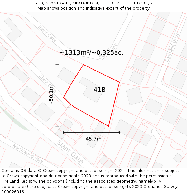 41B, SLANT GATE, KIRKBURTON, HUDDERSFIELD, HD8 0QN: Plot and title map