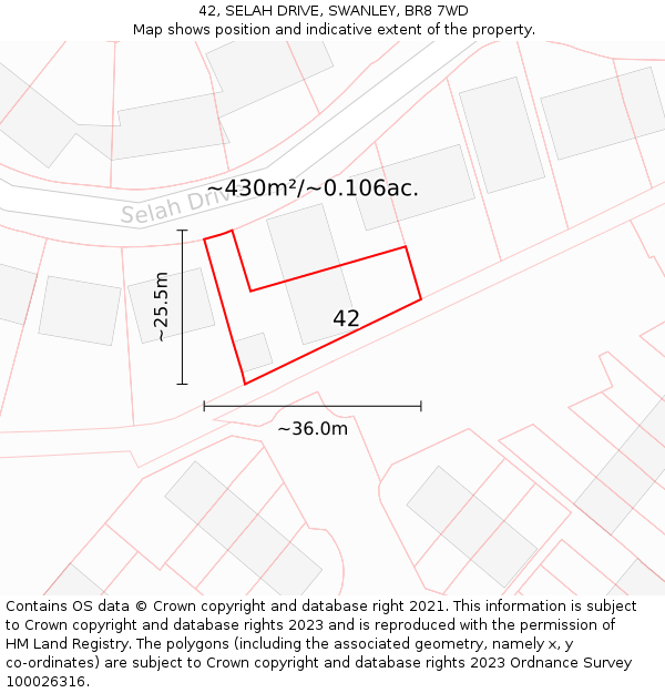 42, SELAH DRIVE, SWANLEY, BR8 7WD: Plot and title map