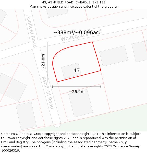 43, ASHFIELD ROAD, CHEADLE, SK8 1EB: Plot and title map