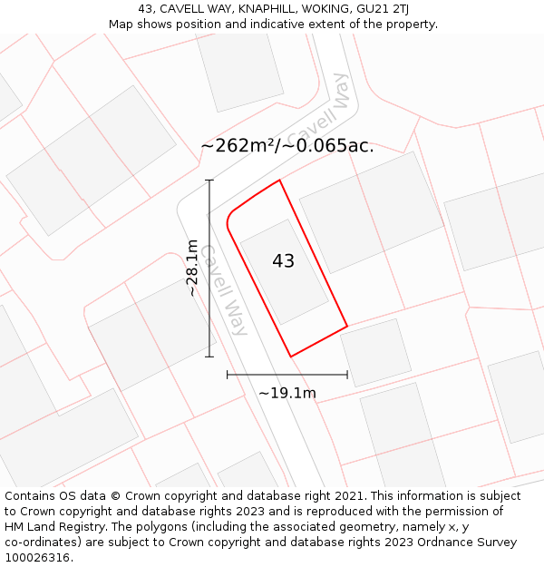 43, CAVELL WAY, KNAPHILL, WOKING, GU21 2TJ: Plot and title map