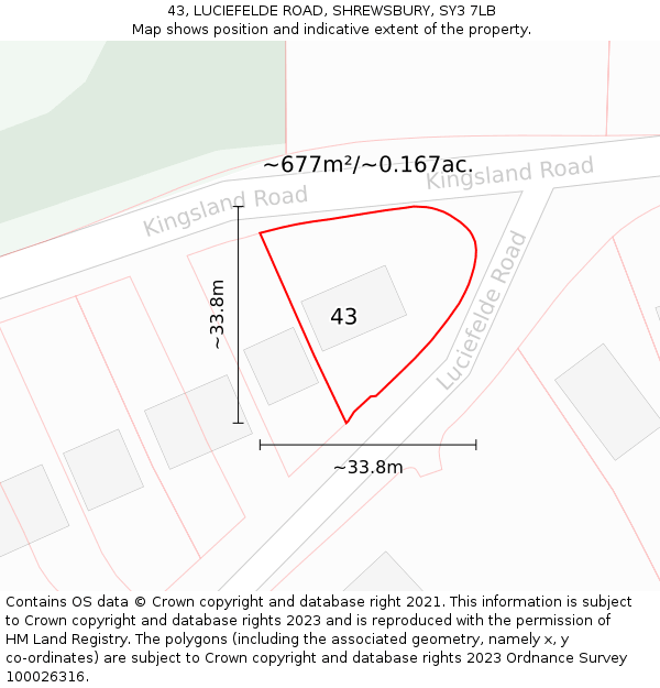 43, LUCIEFELDE ROAD, SHREWSBURY, SY3 7LB: Plot and title map