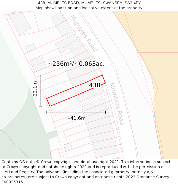 438, MUMBLES ROAD, MUMBLES, SWANSEA, SA3 4BY: Plot and title map