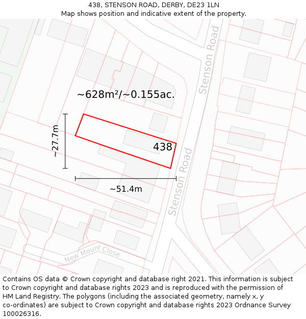 438, STENSON ROAD, DERBY, DE23 1LN: Plot and title map