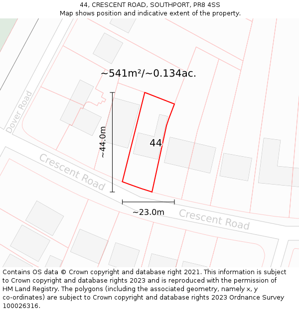 44, CRESCENT ROAD, SOUTHPORT, PR8 4SS: Plot and title map