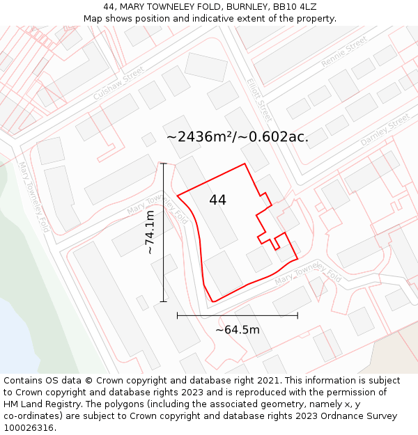 44, MARY TOWNELEY FOLD, BURNLEY, BB10 4LZ: Plot and title map