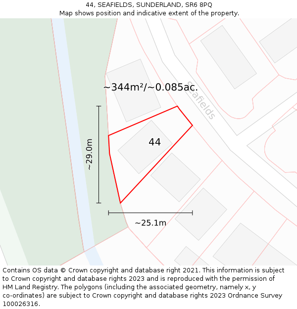 44, SEAFIELDS, SUNDERLAND, SR6 8PQ: Plot and title map