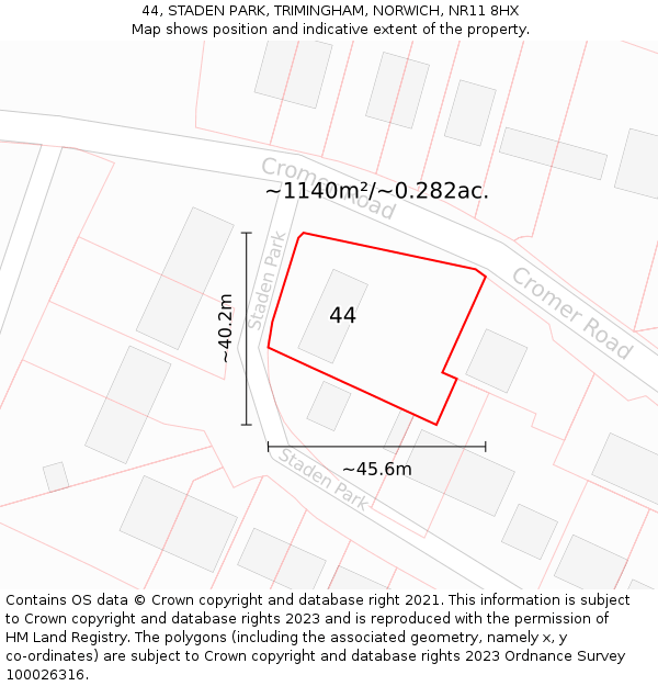 44, STADEN PARK, TRIMINGHAM, NORWICH, NR11 8HX: Plot and title map