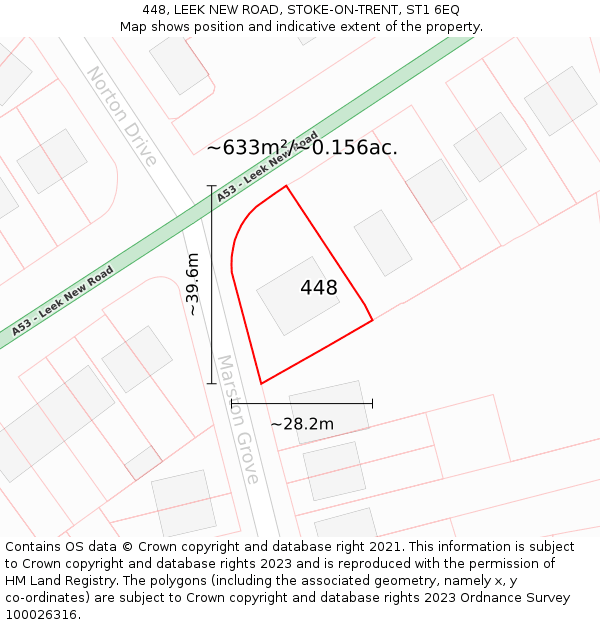 448, LEEK NEW ROAD, STOKE-ON-TRENT, ST1 6EQ: Plot and title map