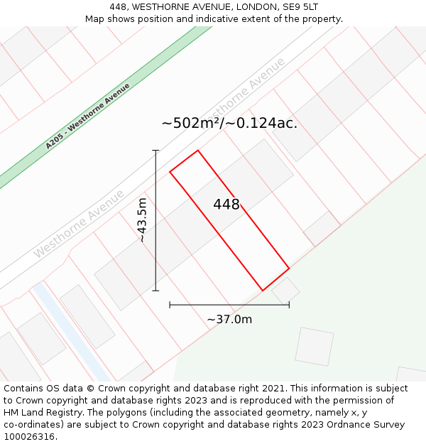 448, WESTHORNE AVENUE, LONDON, SE9 5LT: Plot and title map