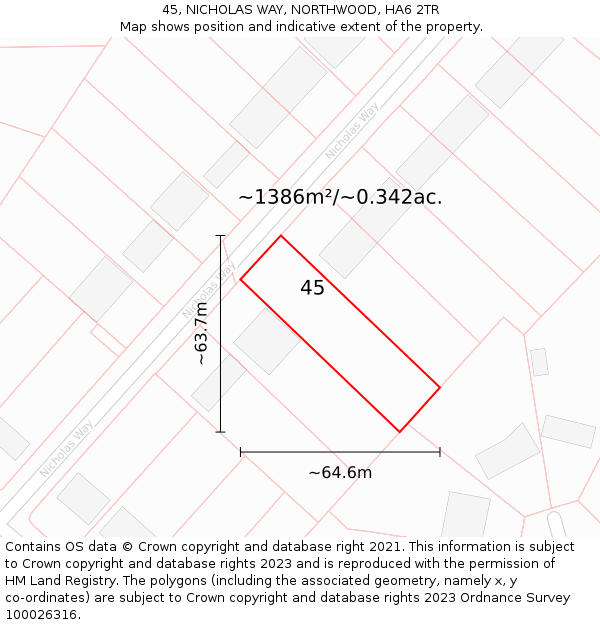 45, NICHOLAS WAY, NORTHWOOD, HA6 2TR: Plot and title map