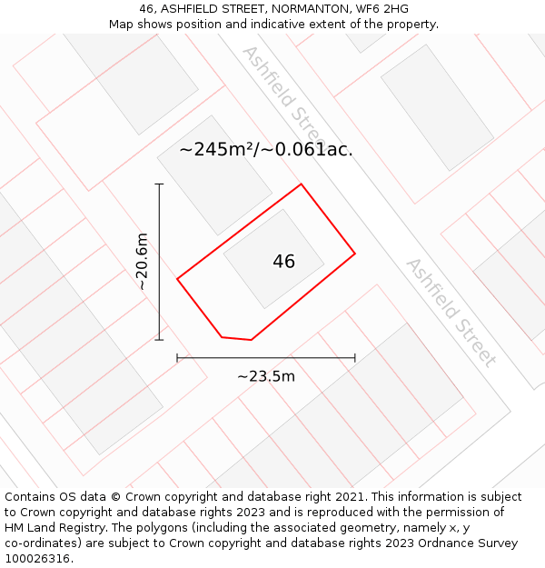 46, ASHFIELD STREET, NORMANTON, WF6 2HG: Plot and title map