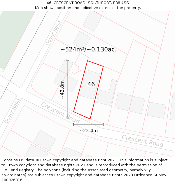 46, CRESCENT ROAD, SOUTHPORT, PR8 4SS: Plot and title map