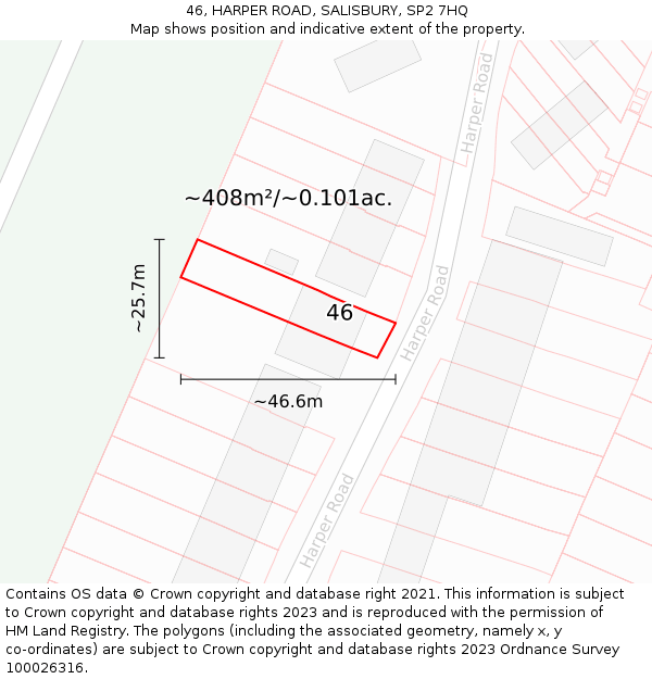 46, HARPER ROAD, SALISBURY, SP2 7HQ: Plot and title map