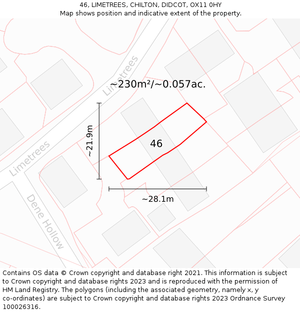 46, LIMETREES, CHILTON, DIDCOT, OX11 0HY: Plot and title map