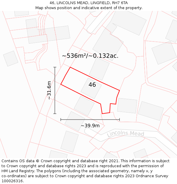 46, LINCOLNS MEAD, LINGFIELD, RH7 6TA: Plot and title map