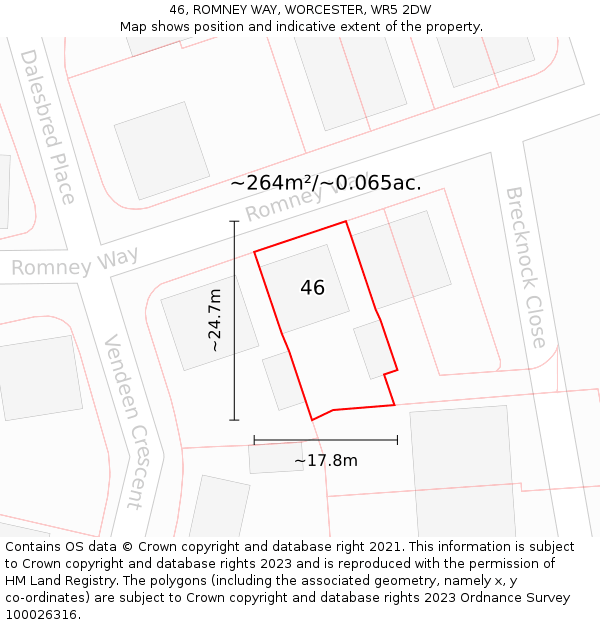 46, ROMNEY WAY, WORCESTER, WR5 2DW: Plot and title map