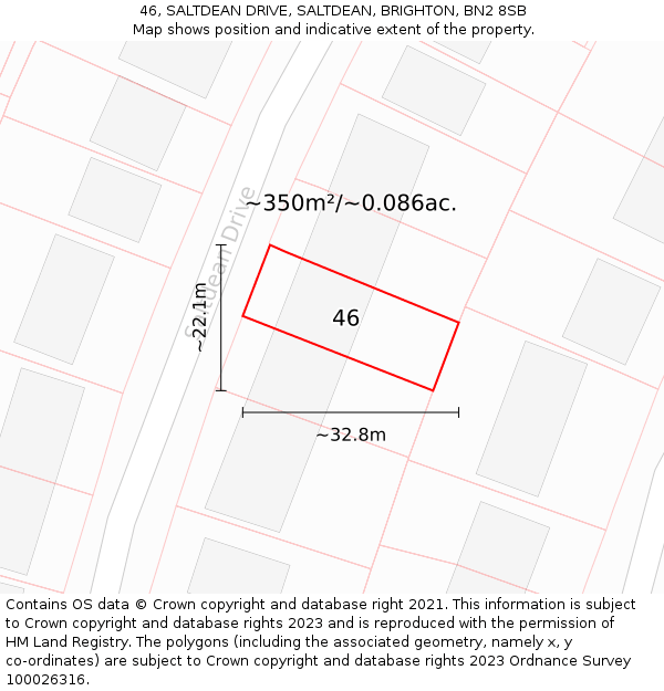 46, SALTDEAN DRIVE, SALTDEAN, BRIGHTON, BN2 8SB: Plot and title map