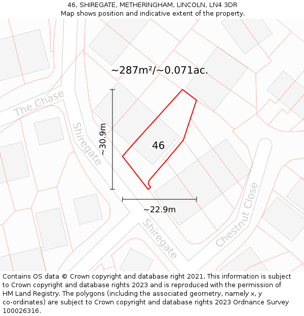 46, SHIREGATE, METHERINGHAM, LINCOLN, LN4 3DR: Plot and title map