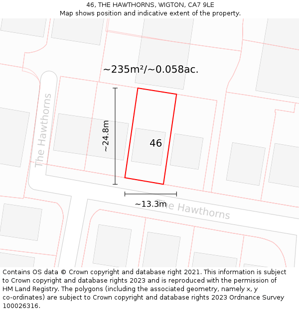 46, THE HAWTHORNS, WIGTON, CA7 9LE: Plot and title map