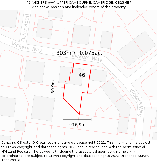 46, VICKERS WAY, UPPER CAMBOURNE, CAMBRIDGE, CB23 6EP: Plot and title map