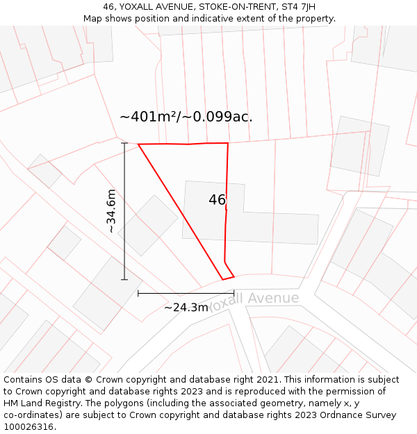 46, YOXALL AVENUE, STOKE-ON-TRENT, ST4 7JH: Plot and title map