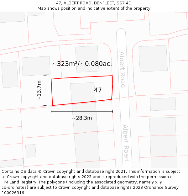 47, ALBERT ROAD, BENFLEET, SS7 4DJ: Plot and title map