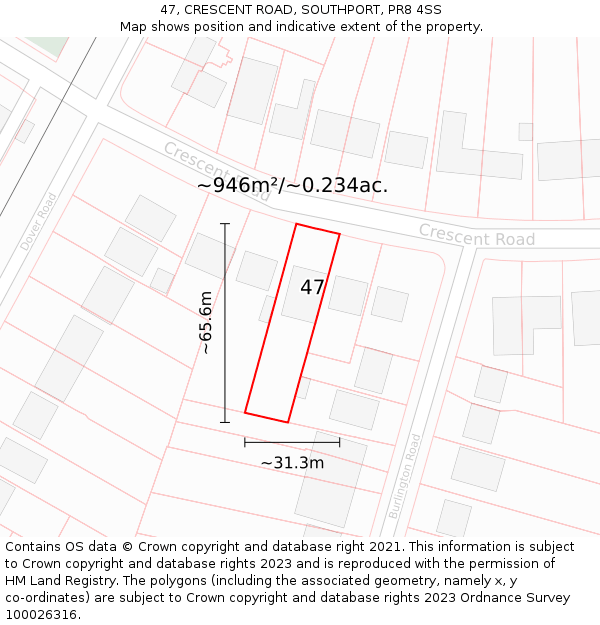 47, CRESCENT ROAD, SOUTHPORT, PR8 4SS: Plot and title map