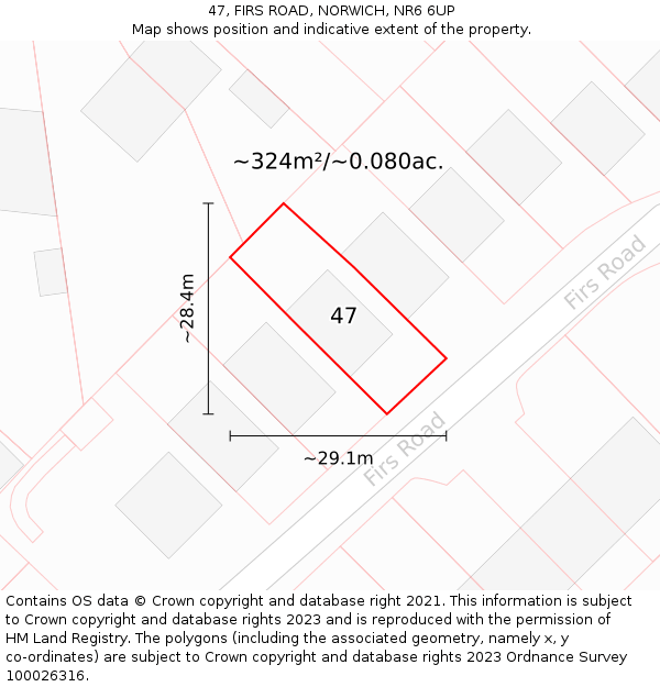 47, FIRS ROAD, NORWICH, NR6 6UP: Plot and title map