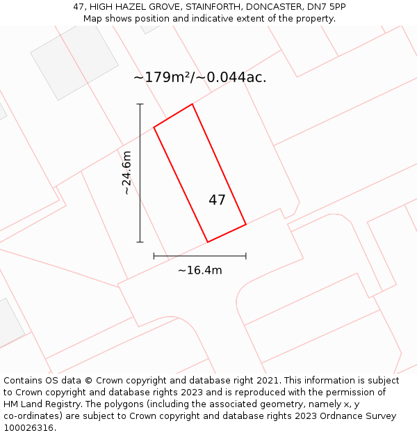 47, HIGH HAZEL GROVE, STAINFORTH, DONCASTER, DN7 5PP: Plot and title map