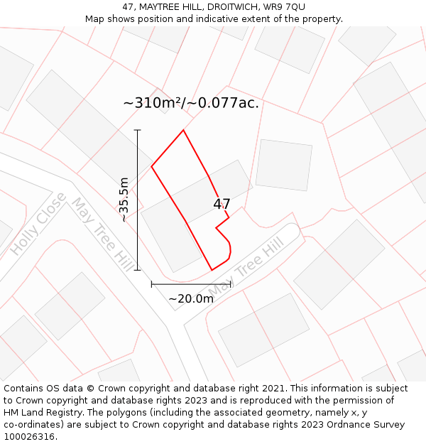 47, MAYTREE HILL, DROITWICH, WR9 7QU: Plot and title map