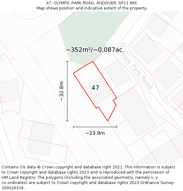 47, OLYMPIC PARK ROAD, ANDOVER, SP11 6RX: Plot and title map